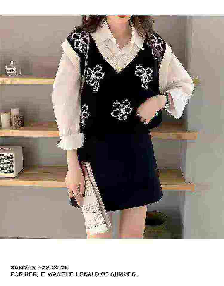 Women's Floral Colorblock Knit Sleeveless Vest Top 2026 Spring New Style Bulk Stock Clearance Wholesale - Image 1