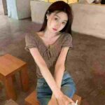 Summer Stylish Versatile Thin Hollow Out Tie Knit Blouses | Chinese Clothing Stock Lots Bulk Wholesale - Image 1