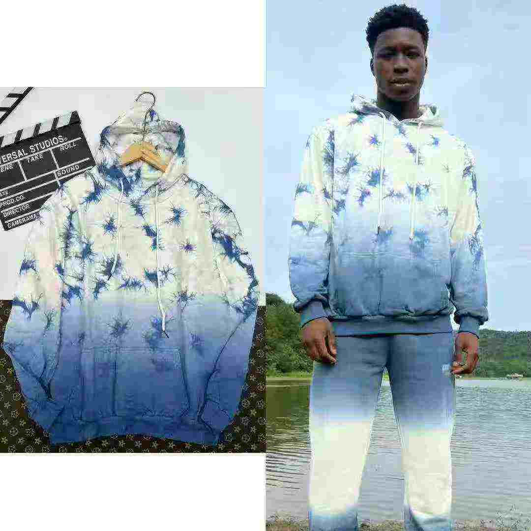 Clearance Wholesale Bulk Gradient Tie-dye Cotton Oversized Hooded Sweatshirts Chinese Stock Lots - Image 1