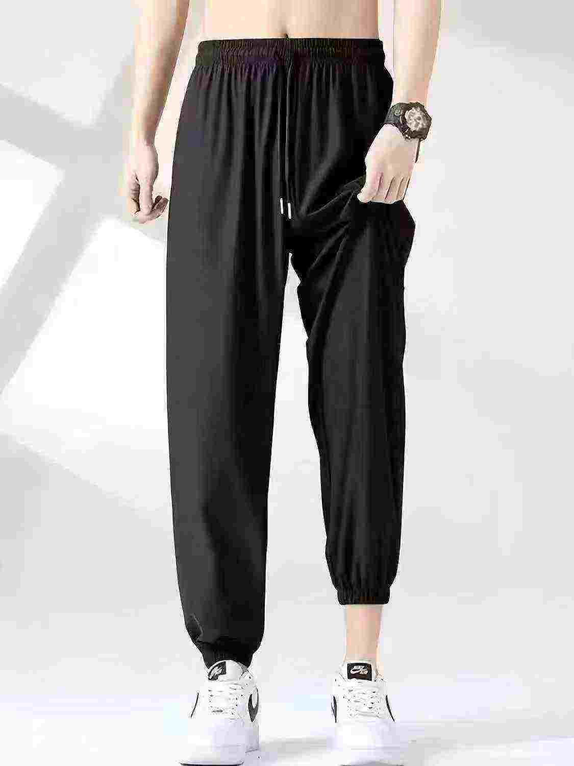 Men's Ice Silk Summer Loose Tapered Jogger Pants | Bulk Clear Stock Men's Pants Wholesale Export - Image 1