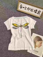 Bulk Clearance: 120 Pcs Vintage V-neck Cotton Printed Short Sleeve T-shirts Stock Lots - Image 1