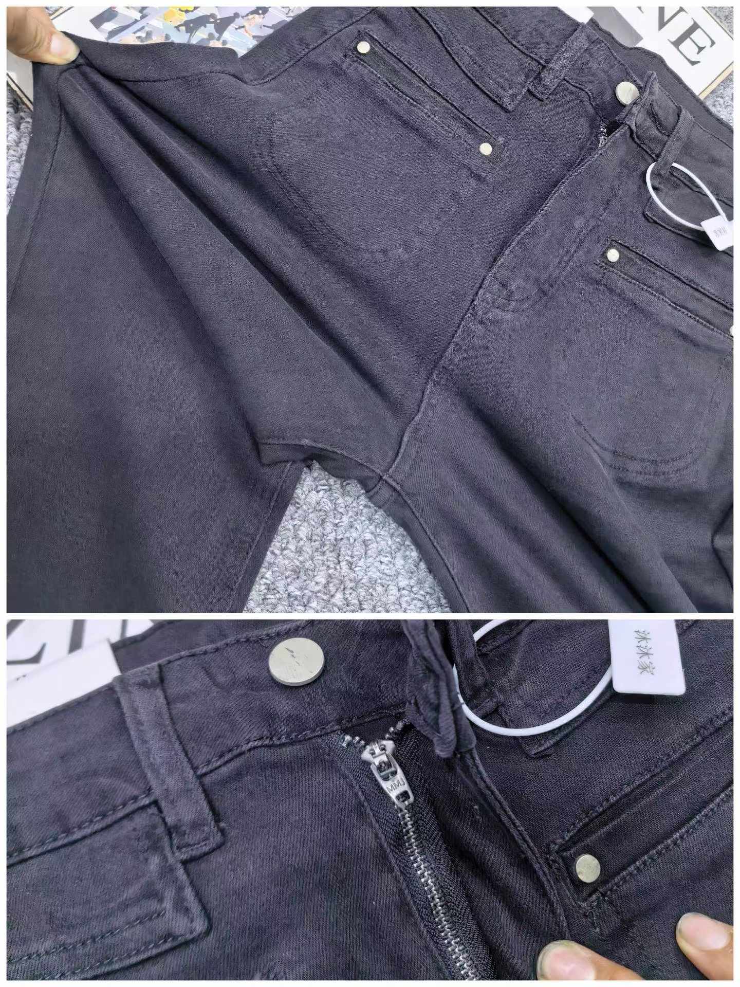 Clearance Stock 100 Pieces Spring Summer Women's Stretchy Slim Frayed Multi-Pocket Jeans - Image 2