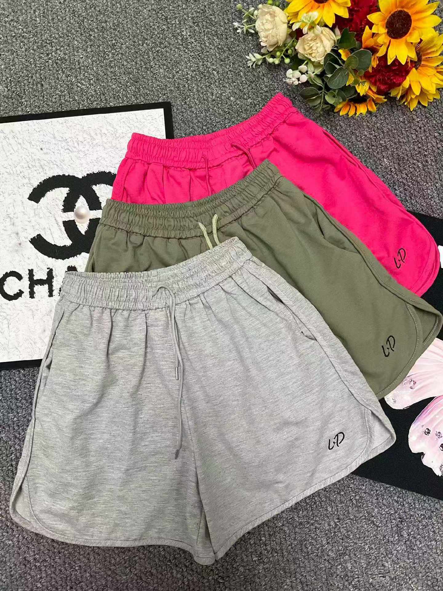 New Summer Casual Loose Drawstring High Waist Cotton Sports Shorts, 3 Colors, Sizes M-2XL, 620 Pieces Bulk Stock Wholesale - Image 1