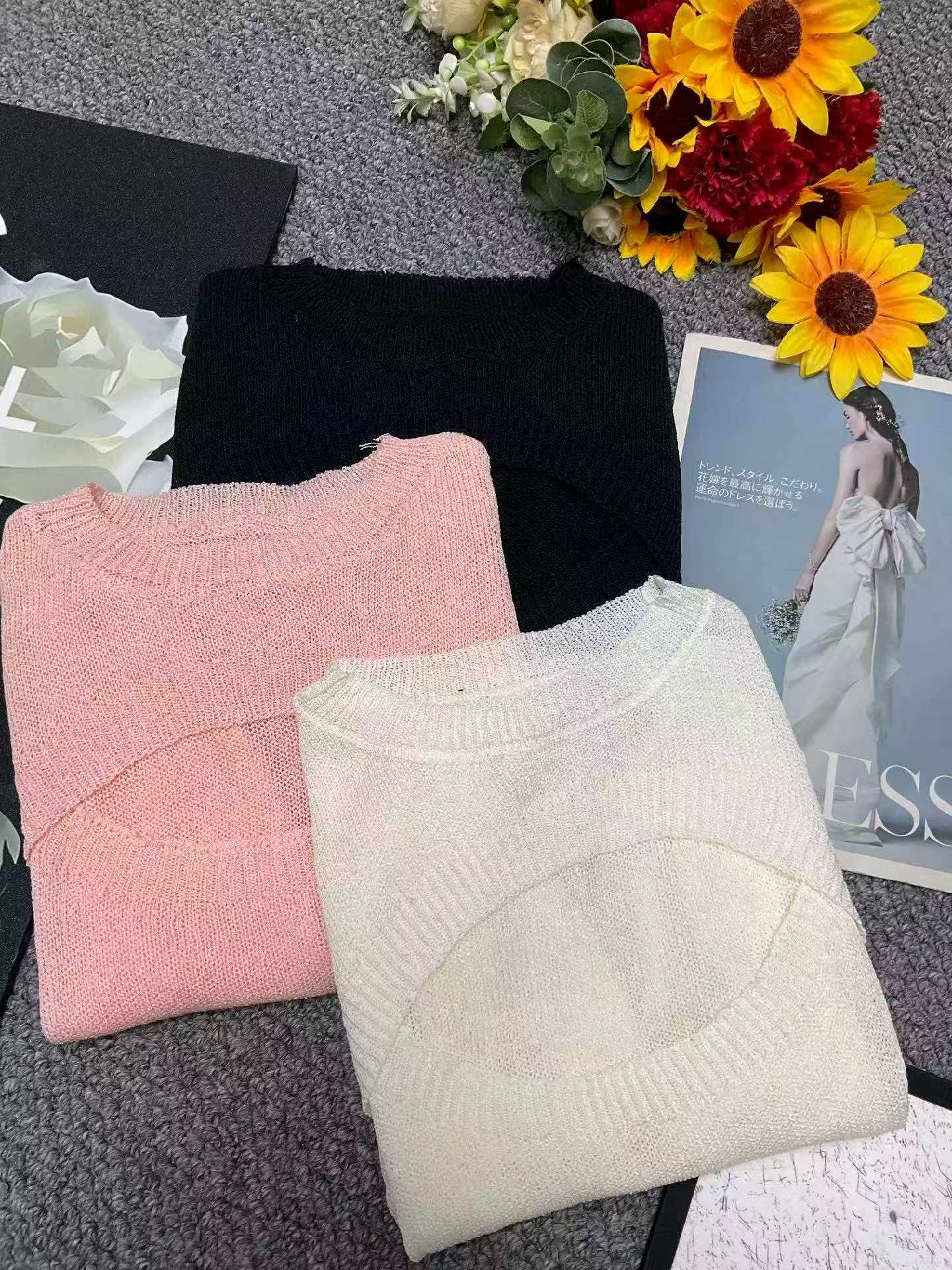 Summer New Irregular Cutout Regular Shoulder Ice Silk Knit Short Sleeve Blouse, 710 Pieces Bulk Stock Clearance Wholesale - Image 2
