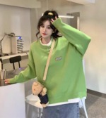 New Autumn Winter Korean Style Loose Fake Two-piece Oversized Drop Shoulder Crew Neck Polar Fleece Pullover Sweater Around 200 Pcs - Image 4