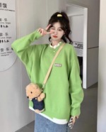New Autumn Winter Korean Style Loose Fake Two-piece Oversized Drop Shoulder Crew Neck Polar Fleece Pullover Sweater Around 200 Pcs - Image 3