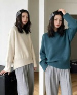 110 Pieces Autumn Winter Thickened Core Spun Yarn Loose Drop Shoulder Crew Neck Sweaters Stock Clearance - Image 6