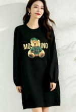 Spring New Arrival Vintage Cartoon Print Patchwork Sleeve Midi Knit Sweater Dress, About 60 Pieces Bulk Stock Wholesale - Image 5
