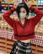 New Spring Autumn Casual College Style V-Neck Twist Cropped Knit Sweater, About 65 Pieces Bulk Stock Lot - Image 8