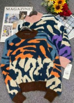 Autumn Winter Brand Original Leopard Jacquard Lantern Sleeve Mink Fleece Pullover Sweater | Around 80 Pcs | Bulk Clearance - Image 1