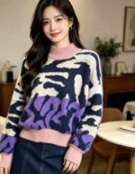Autumn Winter Brand Original Leopard Jacquard Lantern Sleeve Mink Fleece Pullover Sweater | Around 80 Pcs | Bulk Clearance - Image 4