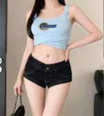 Summer New Sexy Club High Stretch Triangle Denim Micro Shorts, Approx 200 Pieces Bulk Clearance Wholesale - Image 6