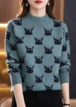 New Autumn Winter Korean Lazy Style Loose Jacquard Core-spun Yarn Pullover Sweater, About 110 Pcs, Bulk Clearance Wholesale - Image 5