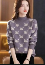 New Autumn Winter Korean Lazy Style Loose Jacquard Core-spun Yarn Pullover Sweater, About 110 Pcs, Bulk Clearance Wholesale - Image 3