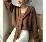 Spring New Fake Two-piece Loose Plain Knit Sweater - 132 Pieces - Bulk Stock Wholesale - Image 5