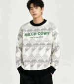 Autumn Winter New European Style Letter Jacquard Thickened Unisex Crewneck Pullover Sweater 190PCS - Image 4