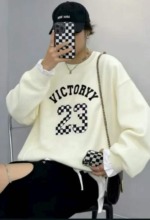 Spring Viral Retro Fake Two-piece Jacquard Loose Crewneck Pullover Sweater, Approx 70 Pcs Bulk Stock Lot - Image 8