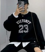 Spring Viral Retro Fake Two-piece Jacquard Loose Crewneck Pullover Sweater, Approx 70 Pcs Bulk Stock Lot - Image 5