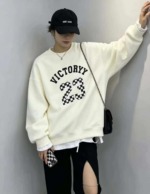 Spring Viral Retro Fake Two-piece Jacquard Loose Crewneck Pullover Sweater, Approx 70 Pcs Bulk Stock Lot - Image 3