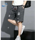 New Summer Men's Elastic Waist Ripped Denim Shorts | 1080 Pcs Bulk Stock Wholesale Export - Image 5