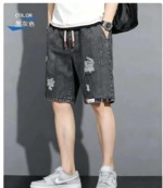 New Summer Men's Elastic Waist Ripped Denim Shorts | 1080 Pcs Bulk Stock Wholesale Export - Image 4