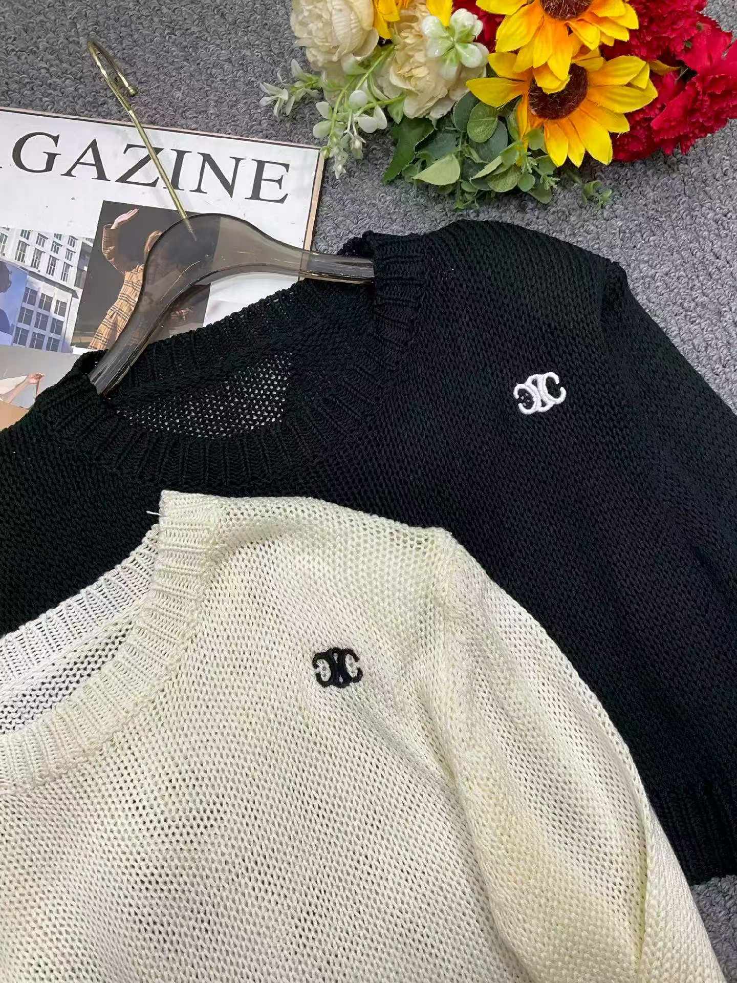 Spring Summer New Sexy Hollow Out Crochet Embroidered Long Sleeve Knit Top - 210 Pieces Bulk Stock Wholesale - Image 1