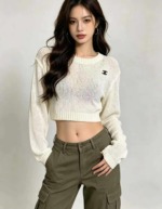 Spring Summer New Sexy Hollow Out Crochet Embroidered Long Sleeve Knit Top - 210 Pieces Bulk Stock Wholesale - Image 7
