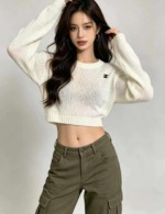 Spring Summer New Sexy Hollow Out Crochet Embroidered Long Sleeve Knit Top - 210 Pieces Bulk Stock Wholesale - Image 6