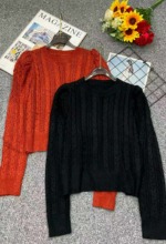 Spring New Vintage Twisted Bubble Sleeve Knit Pullover Sweater - 261 Pieces Bulk Stock Wholesale - Image 1