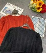 Spring New Vintage Twisted Bubble Sleeve Knit Pullover Sweater - 261 Pieces Bulk Stock Wholesale - Image 9