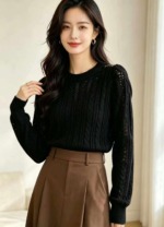 Spring New Vintage Twisted Bubble Sleeve Knit Pullover Sweater - 261 Pieces Bulk Stock Wholesale - Image 7