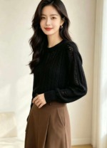 Spring New Vintage Twisted Bubble Sleeve Knit Pullover Sweater - 261 Pieces Bulk Stock Wholesale - Image 5