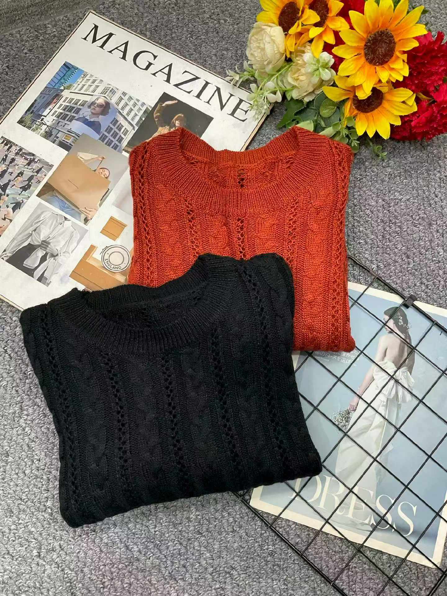 Spring New Vintage Twisted Bubble Sleeve Knit Pullover Sweater - 261 Pieces Bulk Stock Wholesale - Image 2