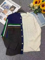 92 Pieces Fall Winter Vintage Colorblock Twisted Lazy Style Sweater Cardigan Coat Stock - Image 1