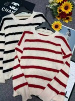 119 Pcs Spring Autumn Vintage Contrast Stripe Loose Long Sleeve Knit Pullover Sweater Wholesale Stock Lot - Image 9