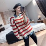 119 Pcs Spring Autumn Vintage Contrast Stripe Loose Long Sleeve Knit Pullover Sweater Wholesale Stock Lot - Image 6