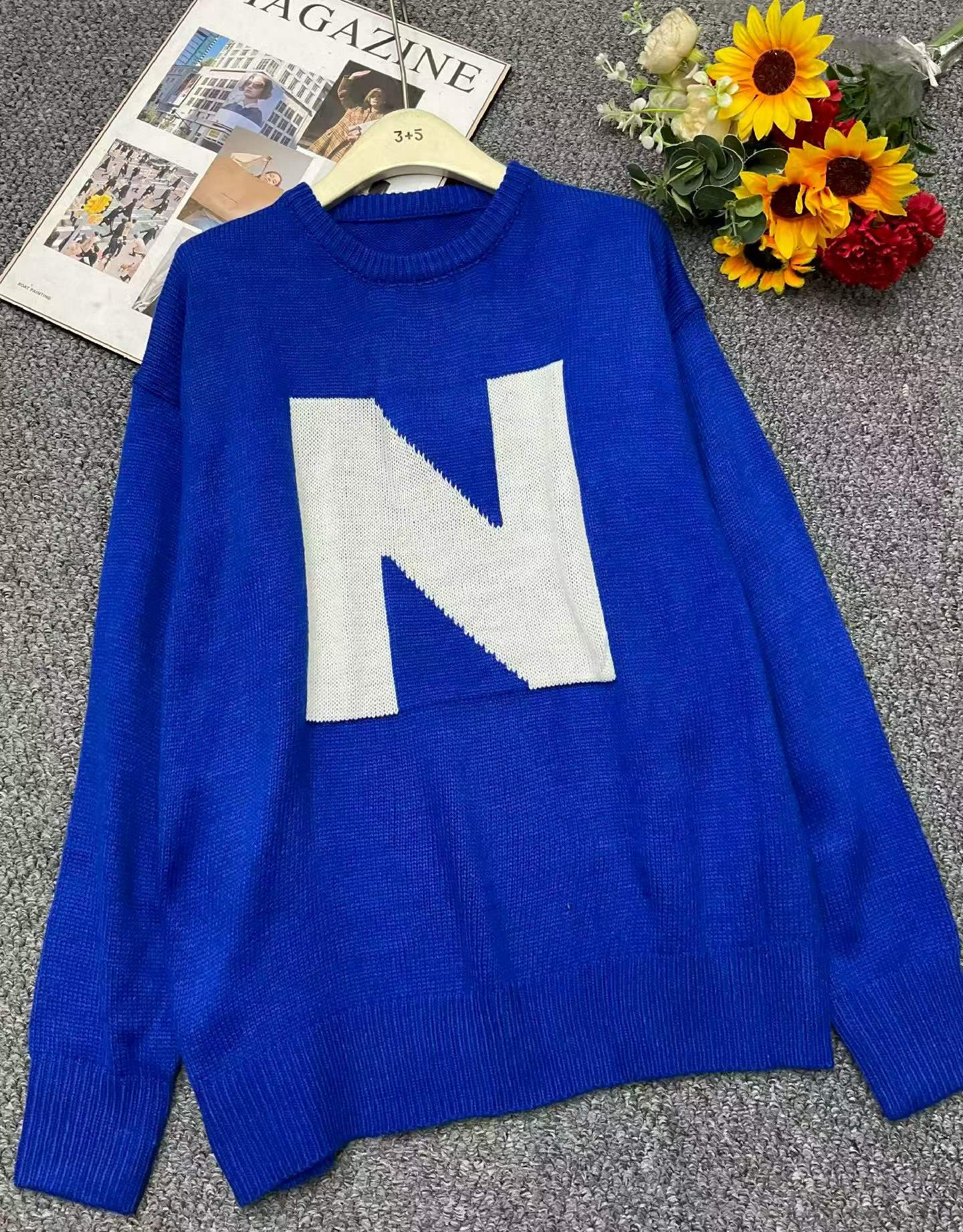 Clearance Stock Unisex Oversized Klein Blue Retro Lazy Autumn Winter Sweater, Around 70 Pieces - Image 1