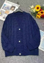Autumn Winter Vintage Loose Cable Knit Cardigan Sweater, 220 Pieces Bulk Stock Wholesale - Image 1