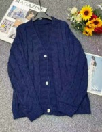 Autumn Winter Vintage Loose Cable Knit Cardigan Sweater, 220 Pieces Bulk Stock Wholesale - Image 9