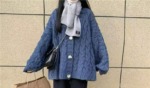 Autumn Winter Vintage Loose Cable Knit Cardigan Sweater, 220 Pieces Bulk Stock Wholesale - Image 5