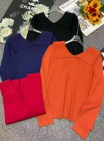 Spring Plus Size Turn-down Collar Soft Stretchy Pullover Sweater, 2180 Pieces Bulk Wholesale Stock - Image 1