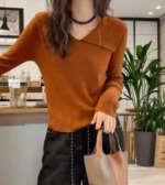 Spring Plus Size Turn-down Collar Soft Stretchy Pullover Sweater, 2180 Pieces Bulk Wholesale Stock - Image 6