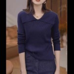 Spring Plus Size Turn-down Collar Soft Stretchy Pullover Sweater, 2180 Pieces Bulk Wholesale Stock - Image 5