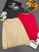 Spring Autumn Retro Plain Loose Unisex Crew Neck Cotton Sweatshirts, 2 Styles Multi Colors, Around 750 Pcs Bulk Stock Wholesale - Image 9