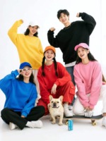 Spring Autumn Retro Plain Loose Unisex Crew Neck Cotton Sweatshirts, 2 Styles Multi Colors, Around 750 Pcs Bulk Stock Wholesale - Image 8