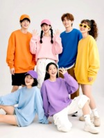 Spring Autumn Retro Plain Loose Unisex Crew Neck Cotton Sweatshirts, 2 Styles Multi Colors, Around 750 Pcs Bulk Stock Wholesale - Image 4