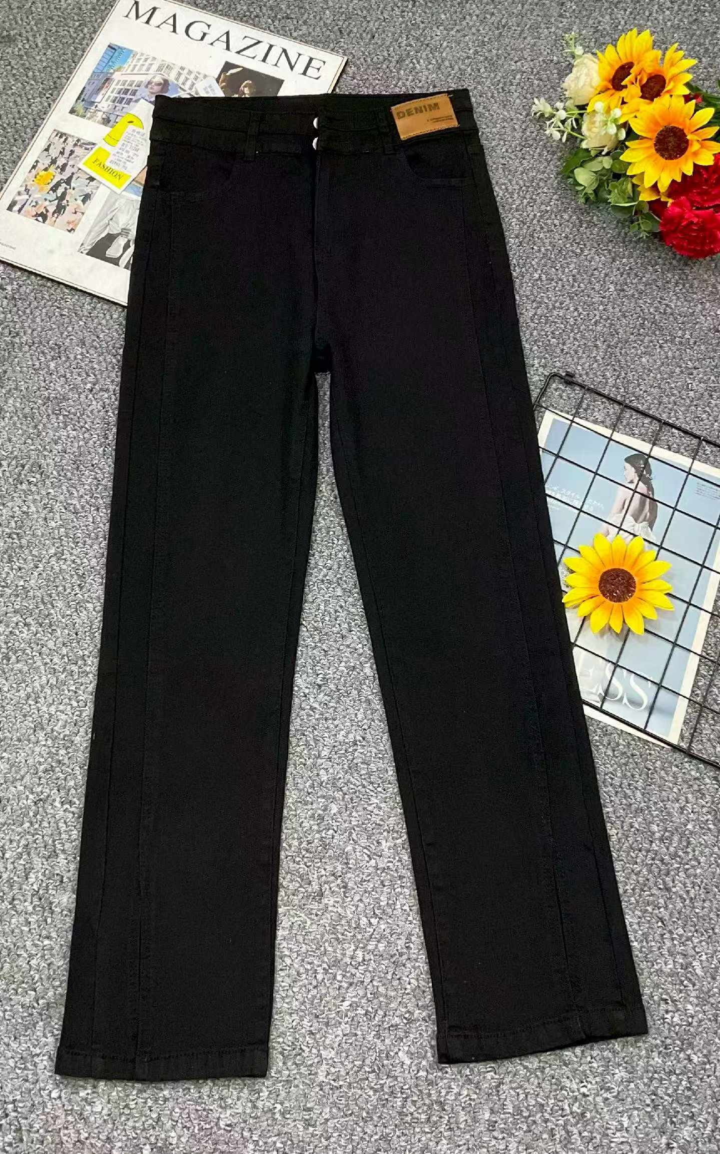 650pcs New Spring Summer High Waist Slim Stretch Narrow Straight Cigarette Denim Jeans Bulk Stock Wholesale - Image 1