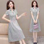 Summer New Retro Slim Short Sleeve Tie-Waist Mom Dress, 1190 Pieces Bulk Stock Wholesale Clearance - Image 8