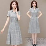 Summer New Retro Slim Short Sleeve Tie-Waist Mom Dress, 1190 Pieces Bulk Stock Wholesale Clearance - Image 7
