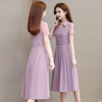 Summer New Retro Slim Short Sleeve Tie-Waist Mom Dress, 1190 Pieces Bulk Stock Wholesale Clearance - Image 5